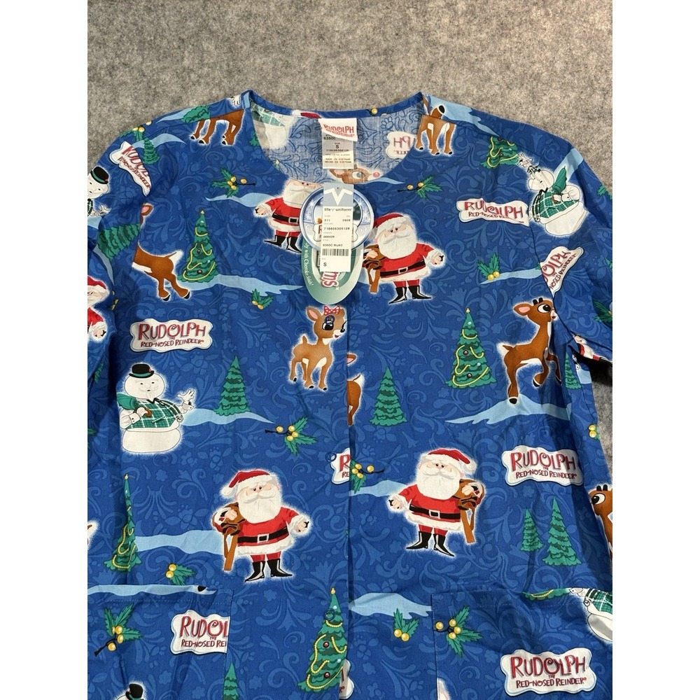 Scrubs Women's Size Small Christmas Rudolph Frosty Santa